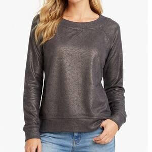 Armani Exchange Metallic Black Top Women’s Size Medium Side Zip Detail